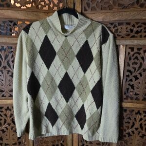 Carolyn Taylor Argyle Crewneck Sweater - Cream and Brown